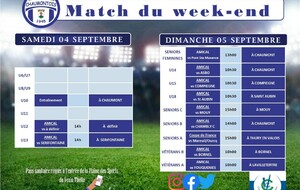 Matchs du week-end 04 et 05 septembre 2021