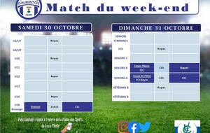 Matchs du samedi 30 et dimanche 31 octobre 2021