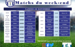 Matchs du samedi 20 novembre 2021