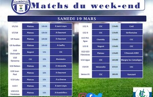 Matchs du samedi 19 mars 2022