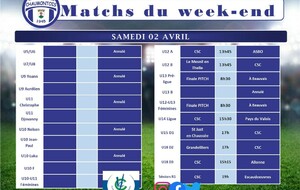 Matchs du samedi 2 avril 2022